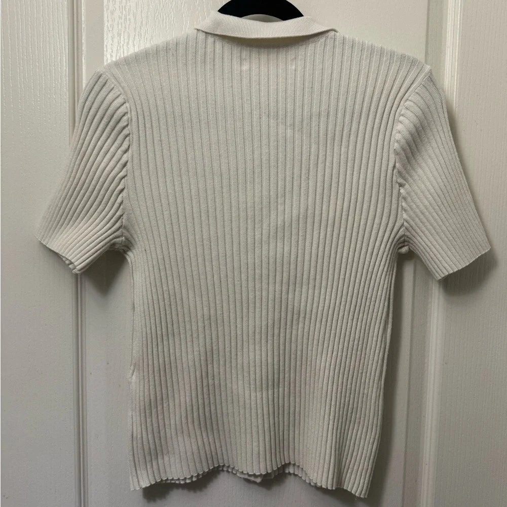 OAK + FORT Cream Ribbed Button-Down Shirt - Picture 7 of 7